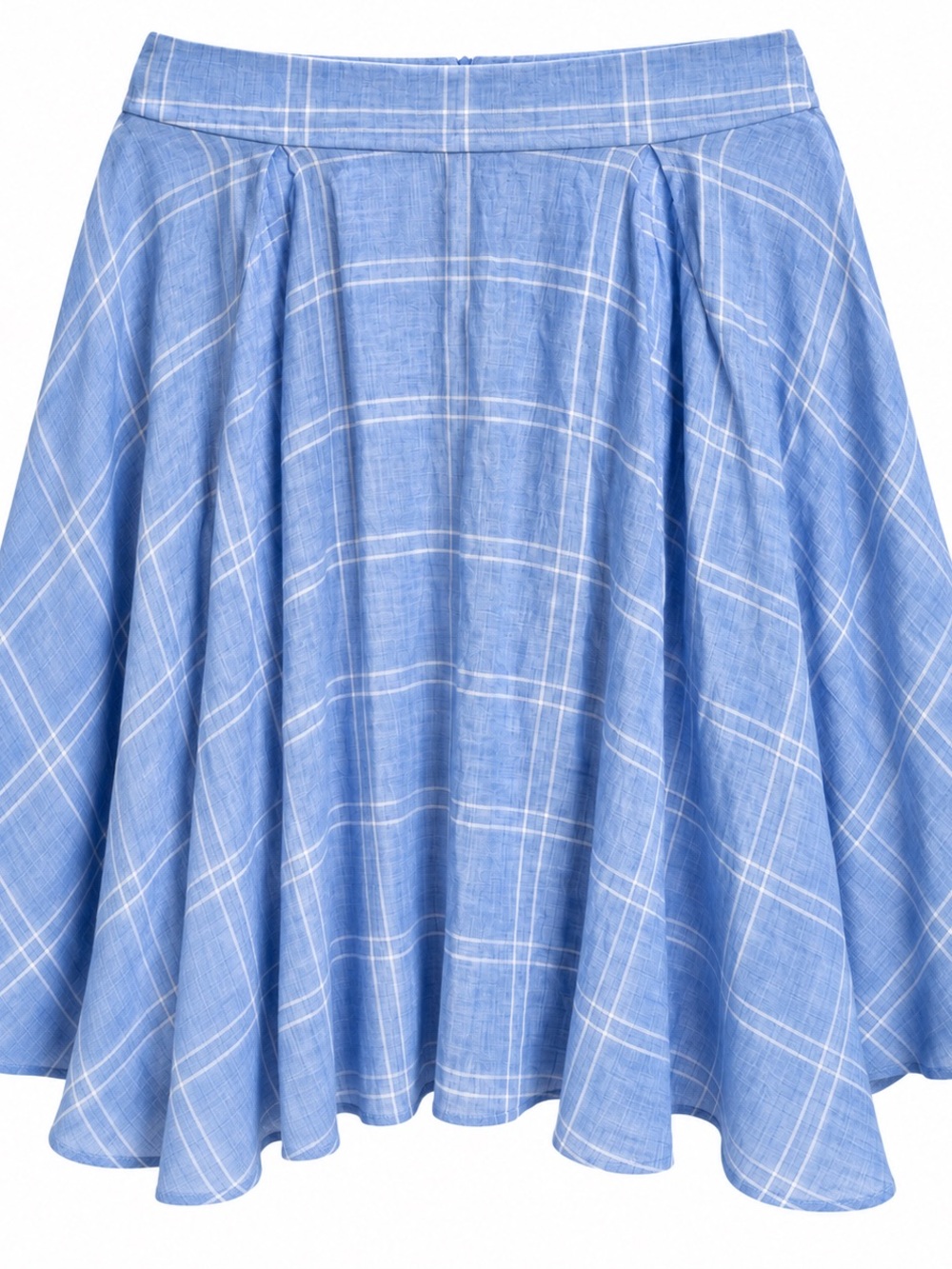 Zara Woman Blue Plaid Flowy Midi Skirt Size M Windowpane A-Line - Picture 2 of 6